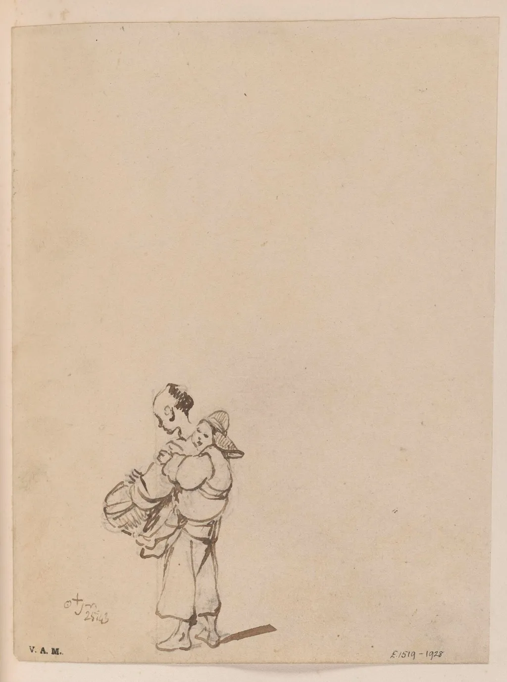 A Chinese figure carrying a child and a basket, by George Chinnery, 13