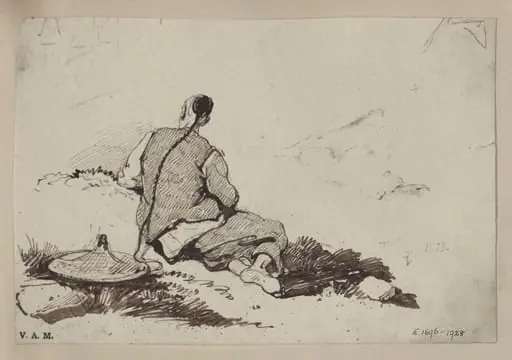 A Chinese figure on a hillside, by George Chinnery