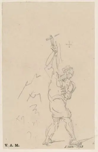 A Chinese figure with an upraised hammer, by George Chinnery