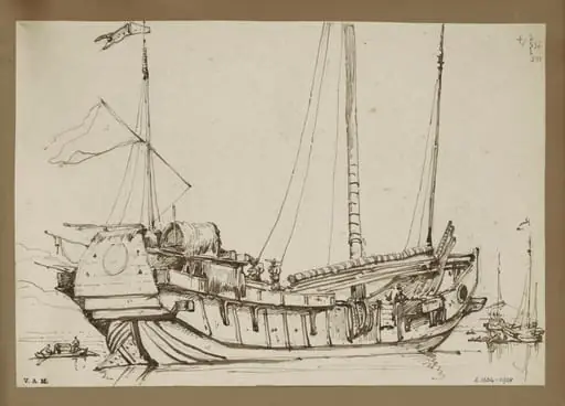 A Chinese junk, Macau, by George Chinnery