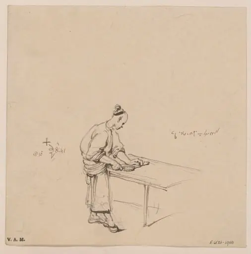 A Chinese man cutting paste, by George Chinnery