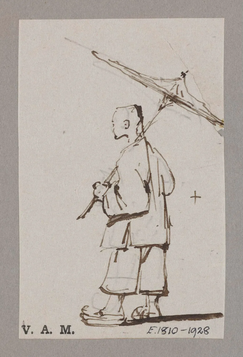A Chinese man holding up a parasol, by George Chinnery, 19