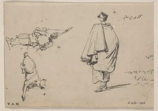 A Chinese porter, a priest and a dog, by George Chinnery