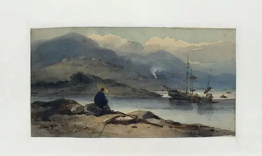 A Chinese River, with a figure on the bank, by George Chinnery