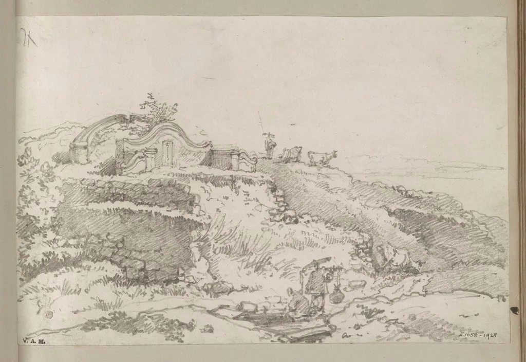 A Chinese tomb on a hillside, Macau, by George Chinnery, 19