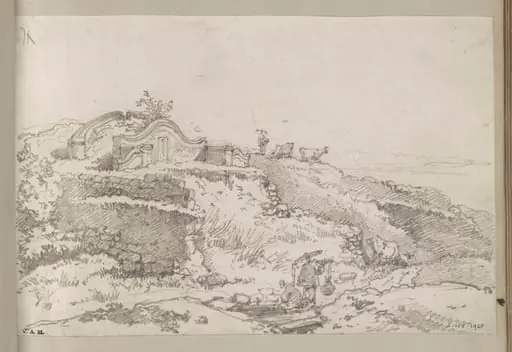 A Chinese tomb on a hillside, Macau, by George Chinnery
