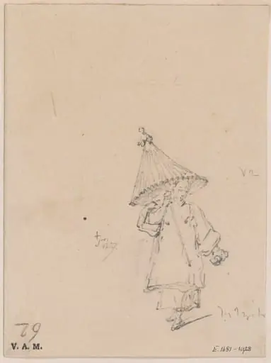 A Chinese woman holding a parasol, by George Chinnery
