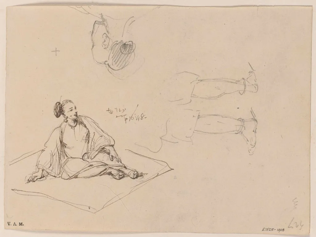 A Chinese woman seated on a mat, by George Chinnery, 12