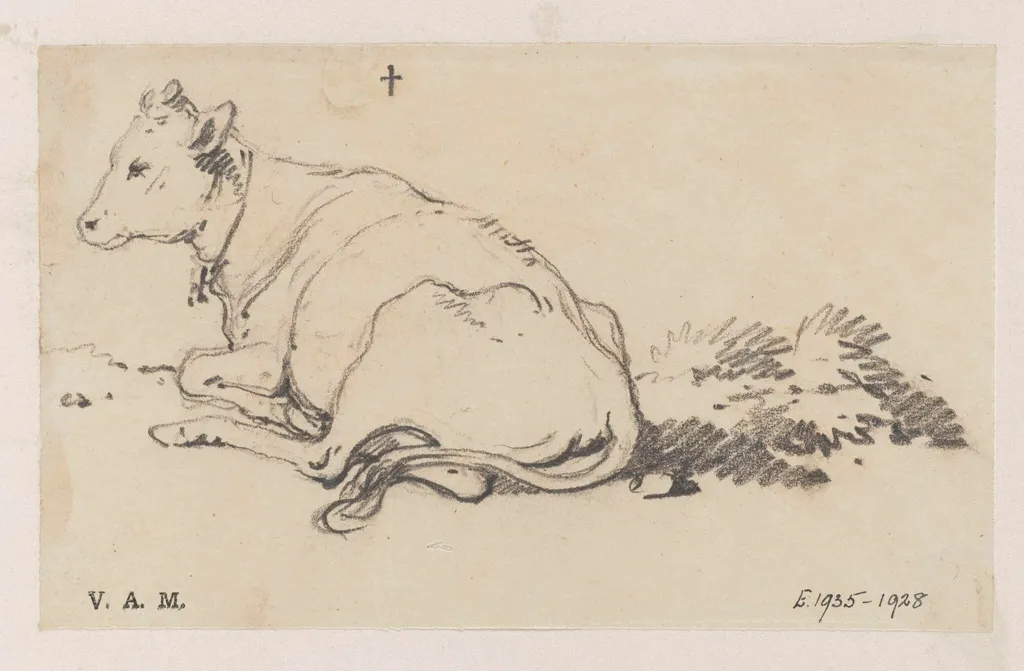 A cow on a grassy slope, by George Chinnery, 19