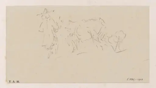 A cowherd and cow, by George Chinnery