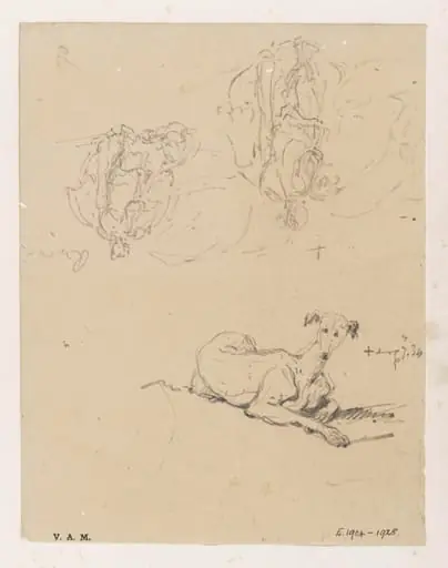 A dog, and two boatwomen by their beached craft, by George Chinnery