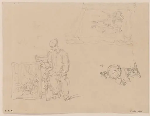 A figure seated beside a portrait, and other sketches, by George Chinnery