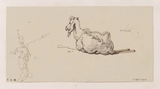 A goat, and a soldier, by George Chinnery