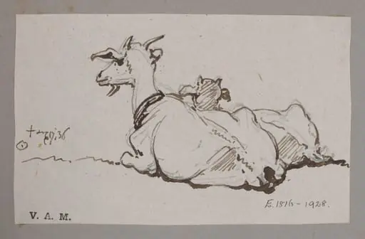 A goat and kid, by George Chinnery