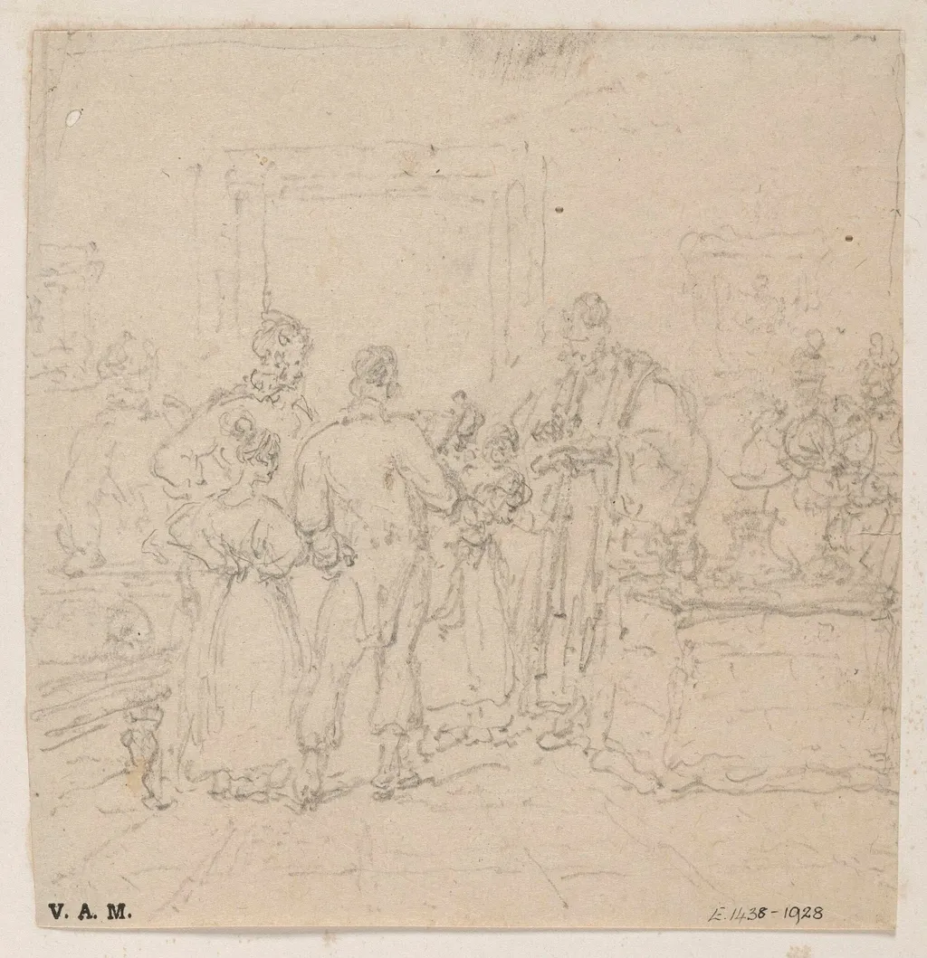 A group of figures in Western dress, by George Chinnery, 19