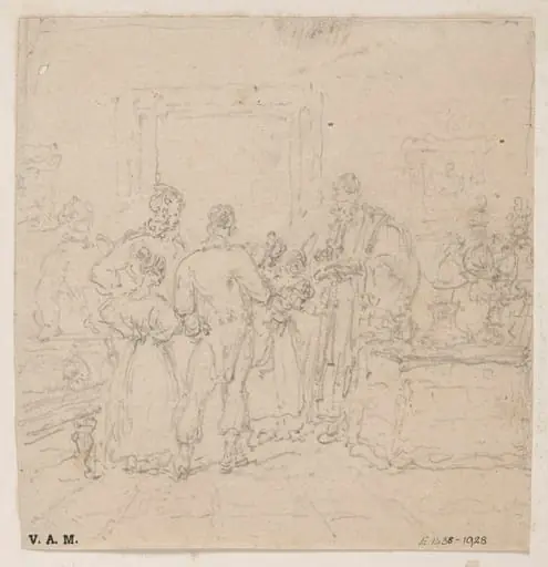A group of figures in Western dress, by George Chinnery