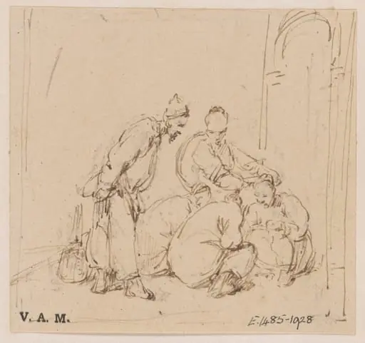 A group of five Chinese figures, by George Chinnery