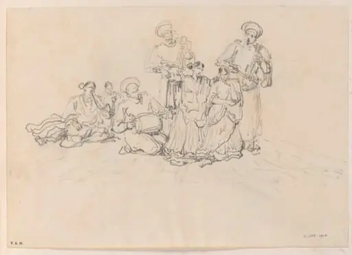 A group of Indian musicians and dancers, by George Chinnery