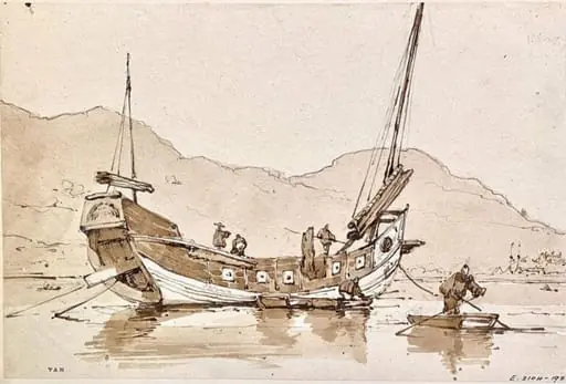 A junk off the south China coast, by George Chinnery