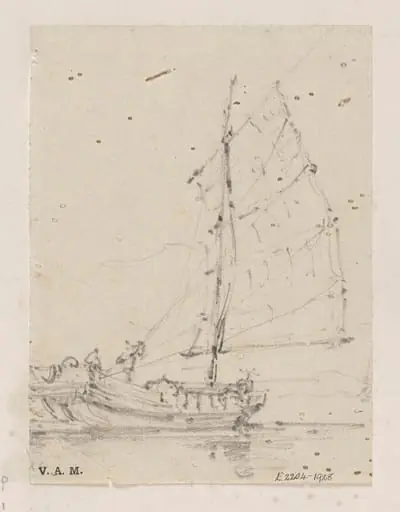 A junk under sail, by George Chinnery