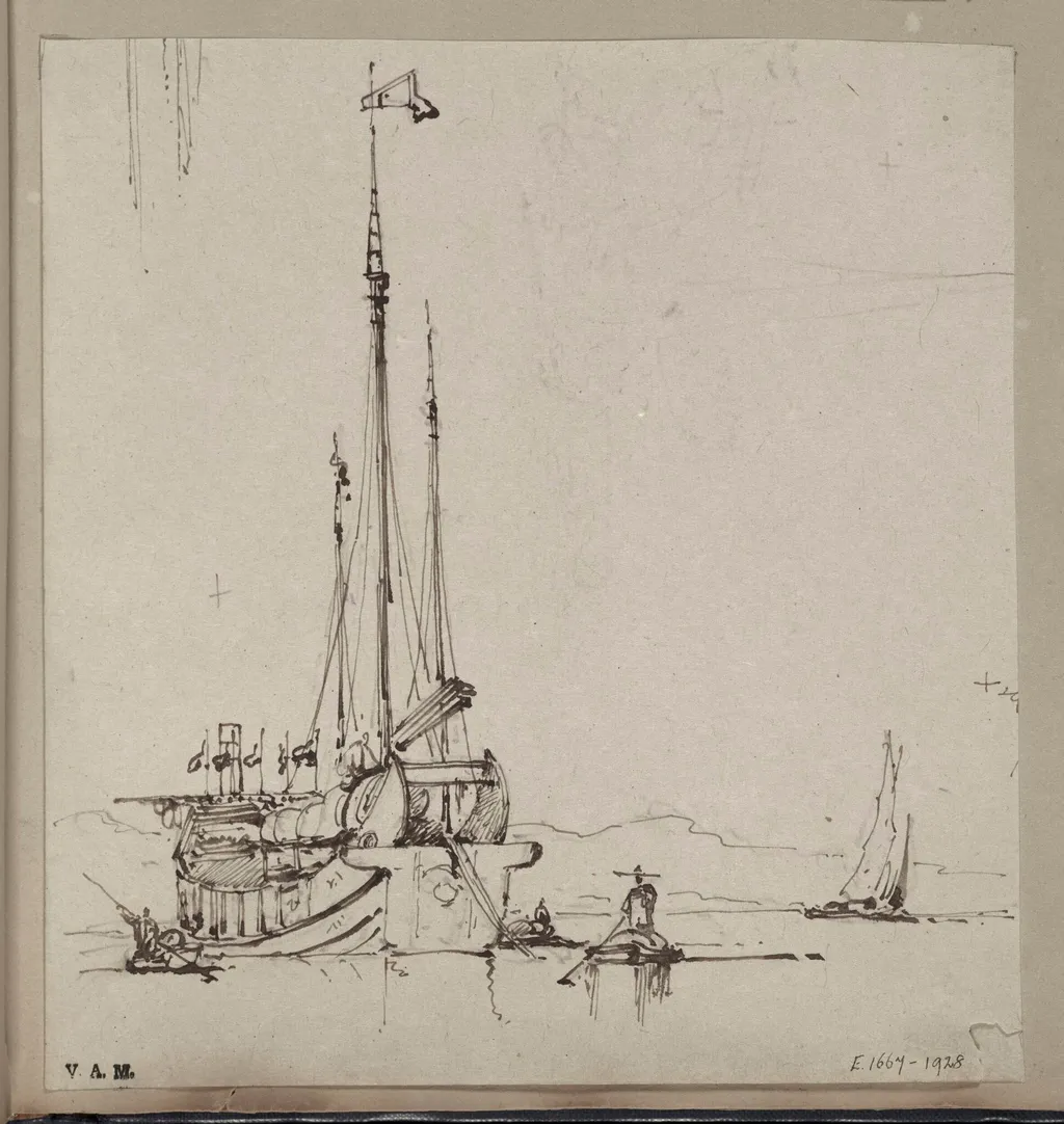 A junk with smaller craft, by George Chinnery, 19