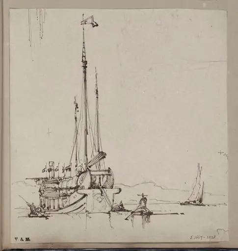 A junk with smaller craft, by George Chinnery