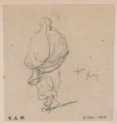 A Macanese woman seen from behind, by George Chinnery
