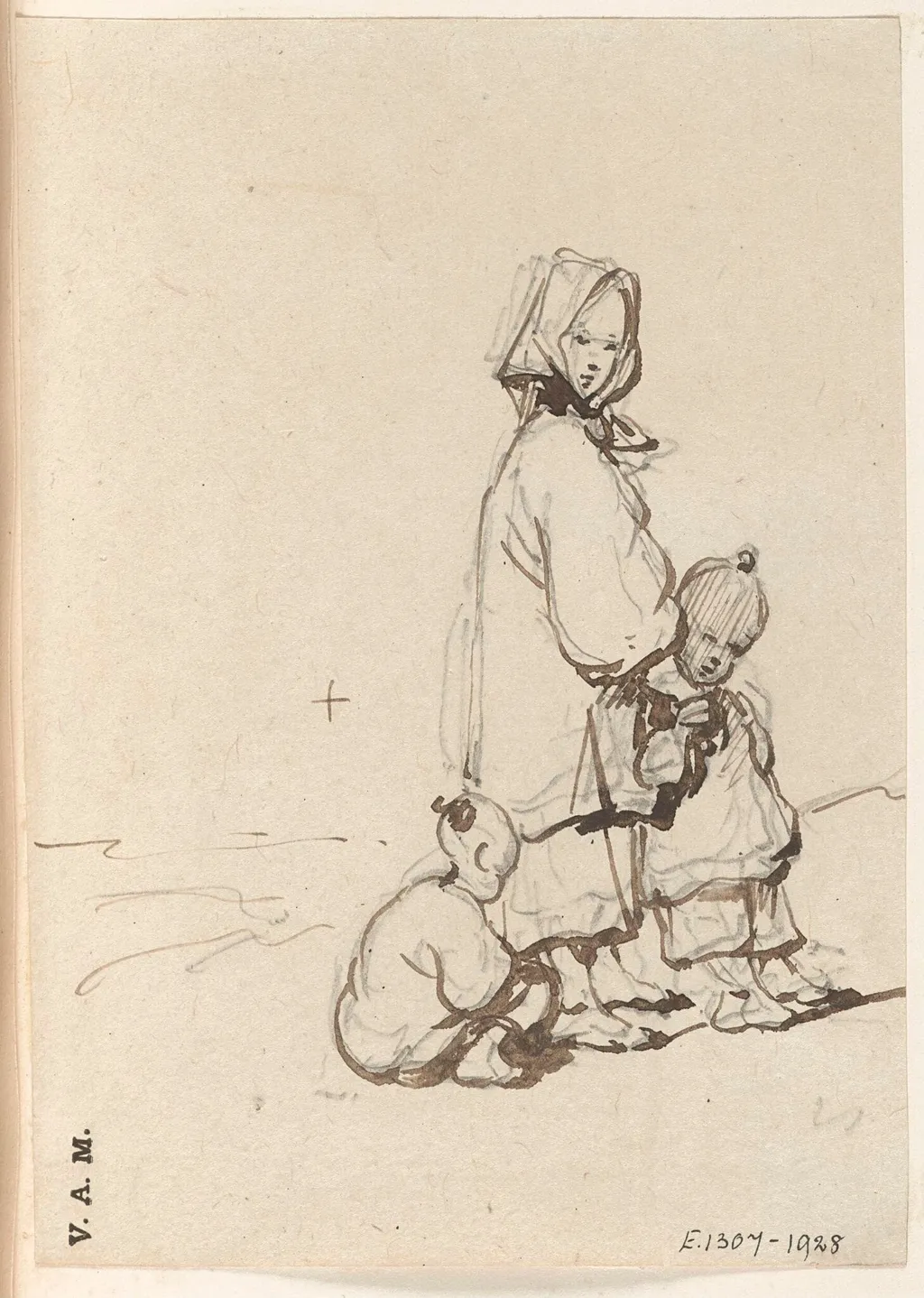 A Macau boatwoman with two children, by George Chinnery, 19
