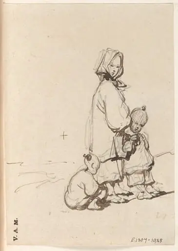 A Macau boatwoman with two children, by George Chinnery