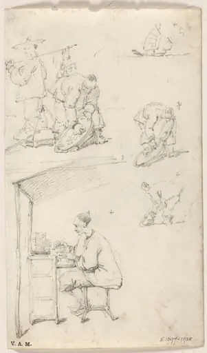 A money-changer and other vendors, by George Chinnery