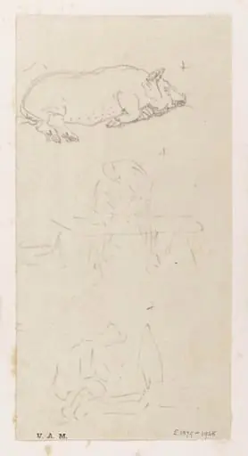 A pig lying on its side, by George Chinnery