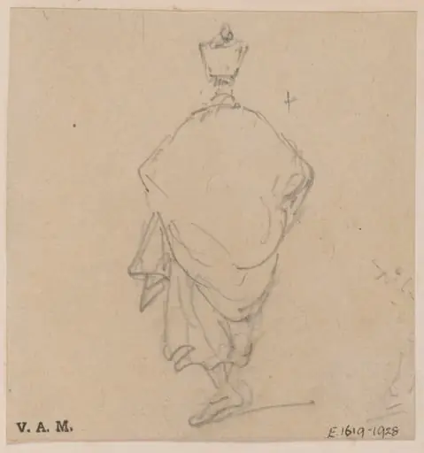 A priest seen from behind, by George Chinnery