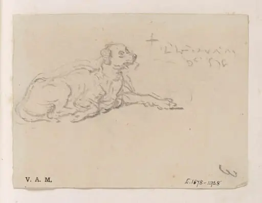 A reclining dog, by George Chinnery
