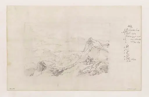 A rocky landscape, by George Chinnery