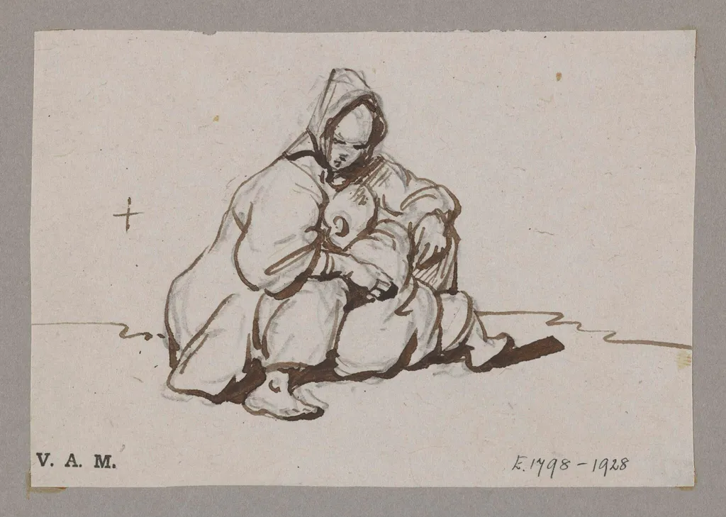 A seated boatwoman and child, by George Chinnery, 19
