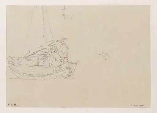 A sketch of a Chinese figure standing in a Tanka boat, by George Chinnery