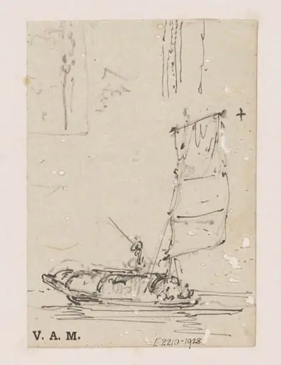 A small boat under sail, by George Chinnery