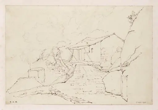 A small building on a rocky hillside, Macau, by George Chinnery