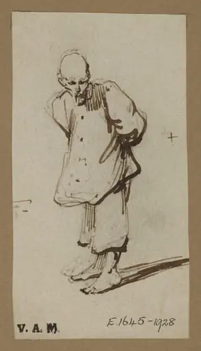 A stooping Chinese man, by George Chinnery