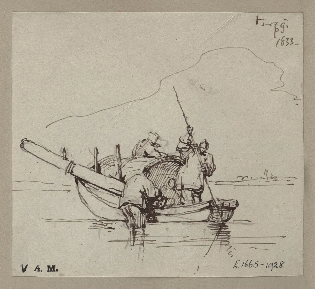 A Tanka boat in shallow water, by George Chinnery, 10