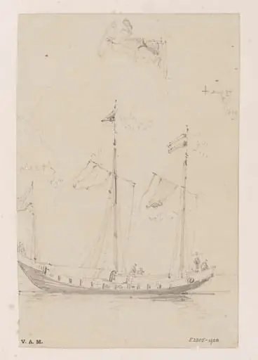 A three-masted Chinese vessel, by George Chinnery