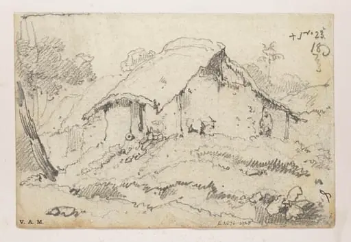 A village dwelling, Bengal, by George Chinnery