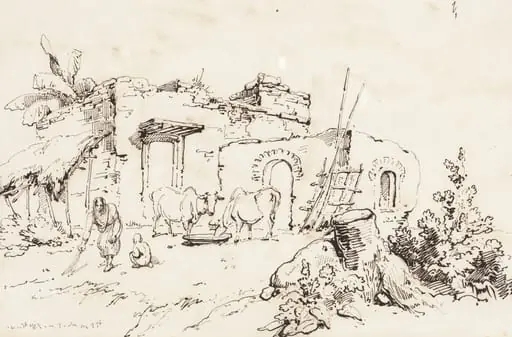 A Village Scene in India [verso], by George Chinnery