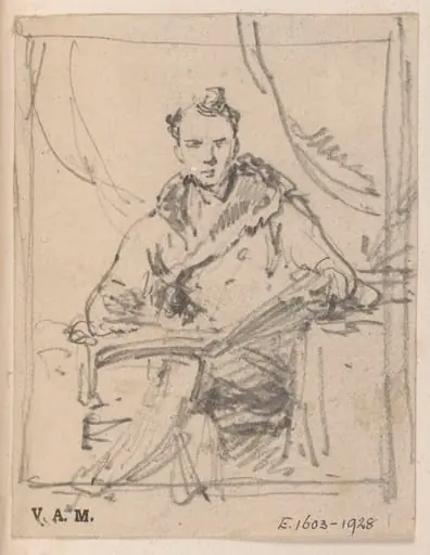 A Western man seated with a book on his knee, by George Chinnery