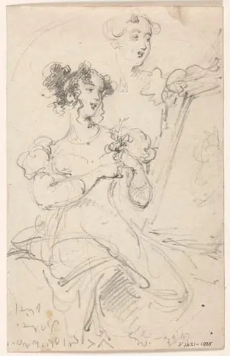 A Western woman seated by a mirror, by George Chinnery