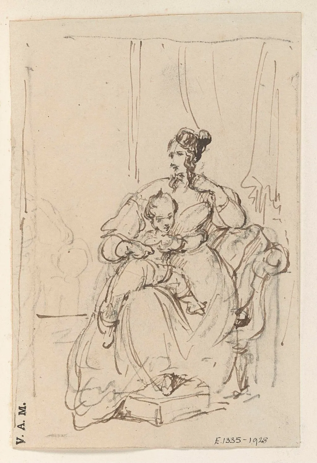 A Western woman with a child on her knee, by George Chinnery, 19