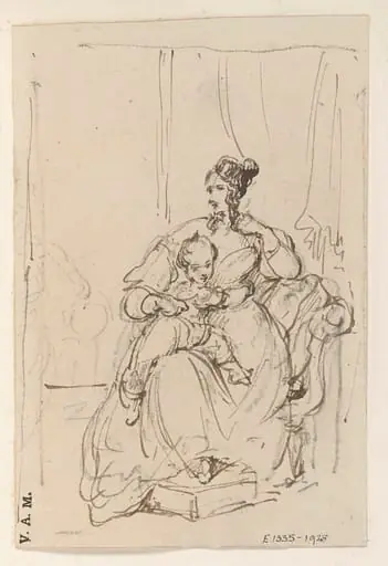 A Western woman with a child on her knee, by George Chinnery