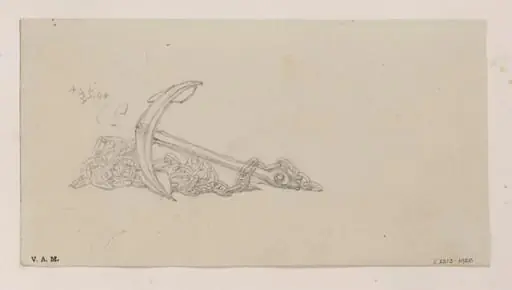 An anchor and chain, by George Chinnery