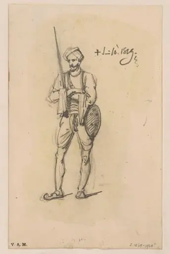 An Indian chowkidar, by George Chinnery