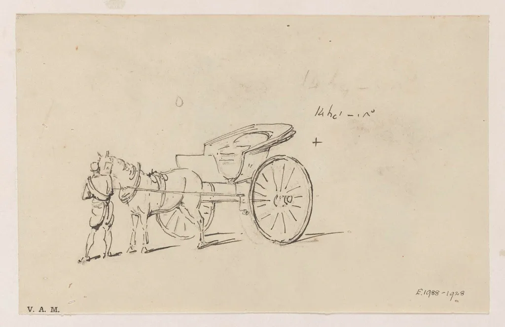 An Indian figure with a horse and carriage, by George Chinnery, 16